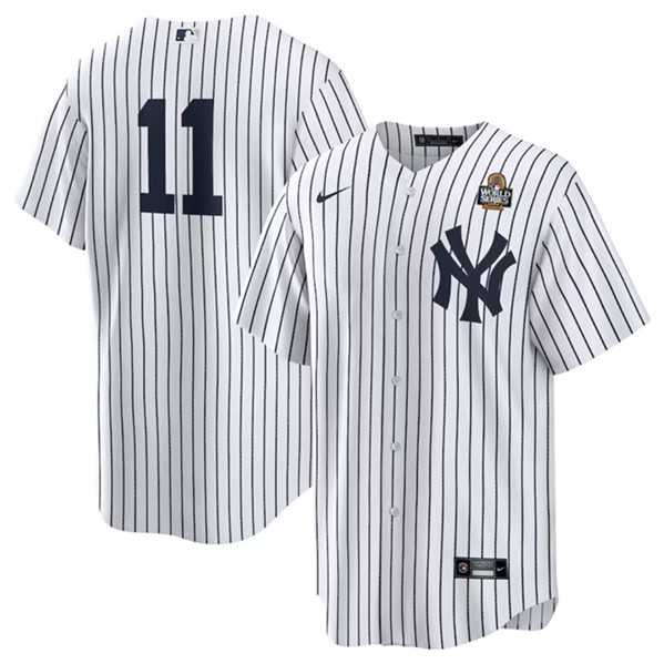 Mens New York Yankees #11 Anthony Volpe White 2024 World Series Cool Base Stitched Jersey Dzhi